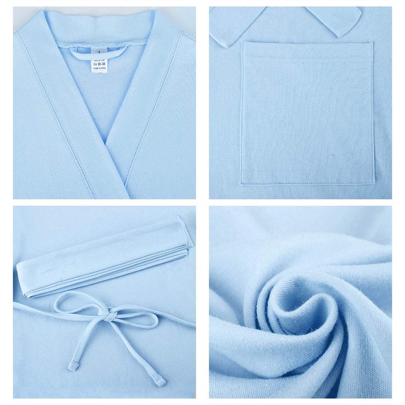 U2SKIIN Womens Robes, 100% Cotton Lightweight Robes 3/4 Sleeves Kimono Knit Soft Loungewear Short Bathrobe(Sky Blue,2XL) - Image 4